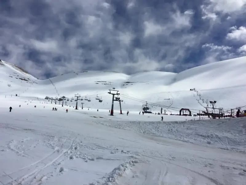 Ski slopes and lifts above Bsharri near Cedars of God