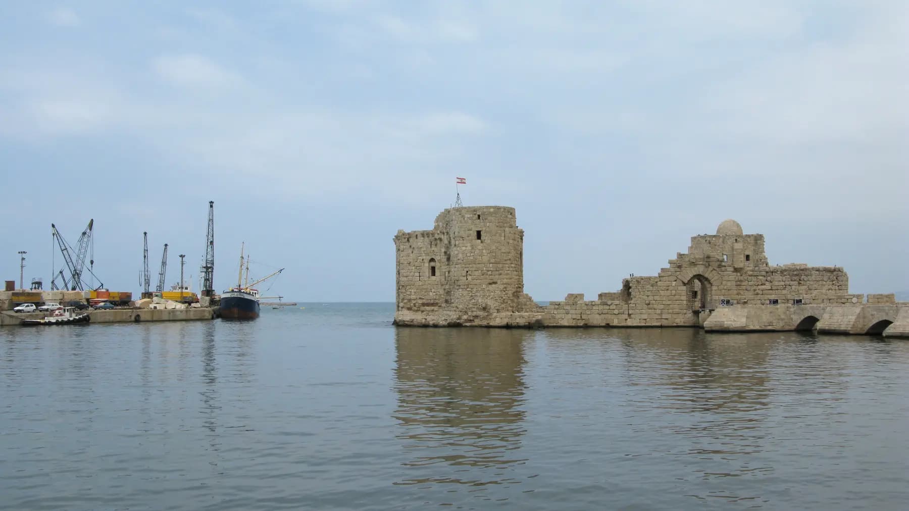 Mediterranean coast and historic cityscape in South Lebanon