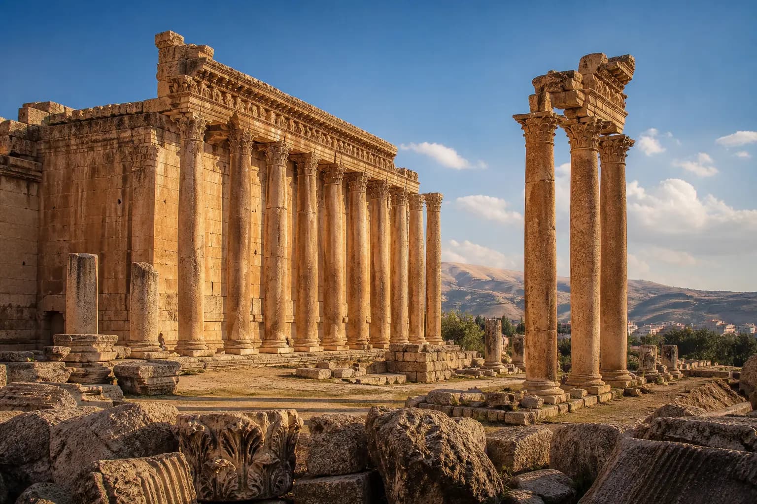 Ancient ruins at Baalbek in evening light