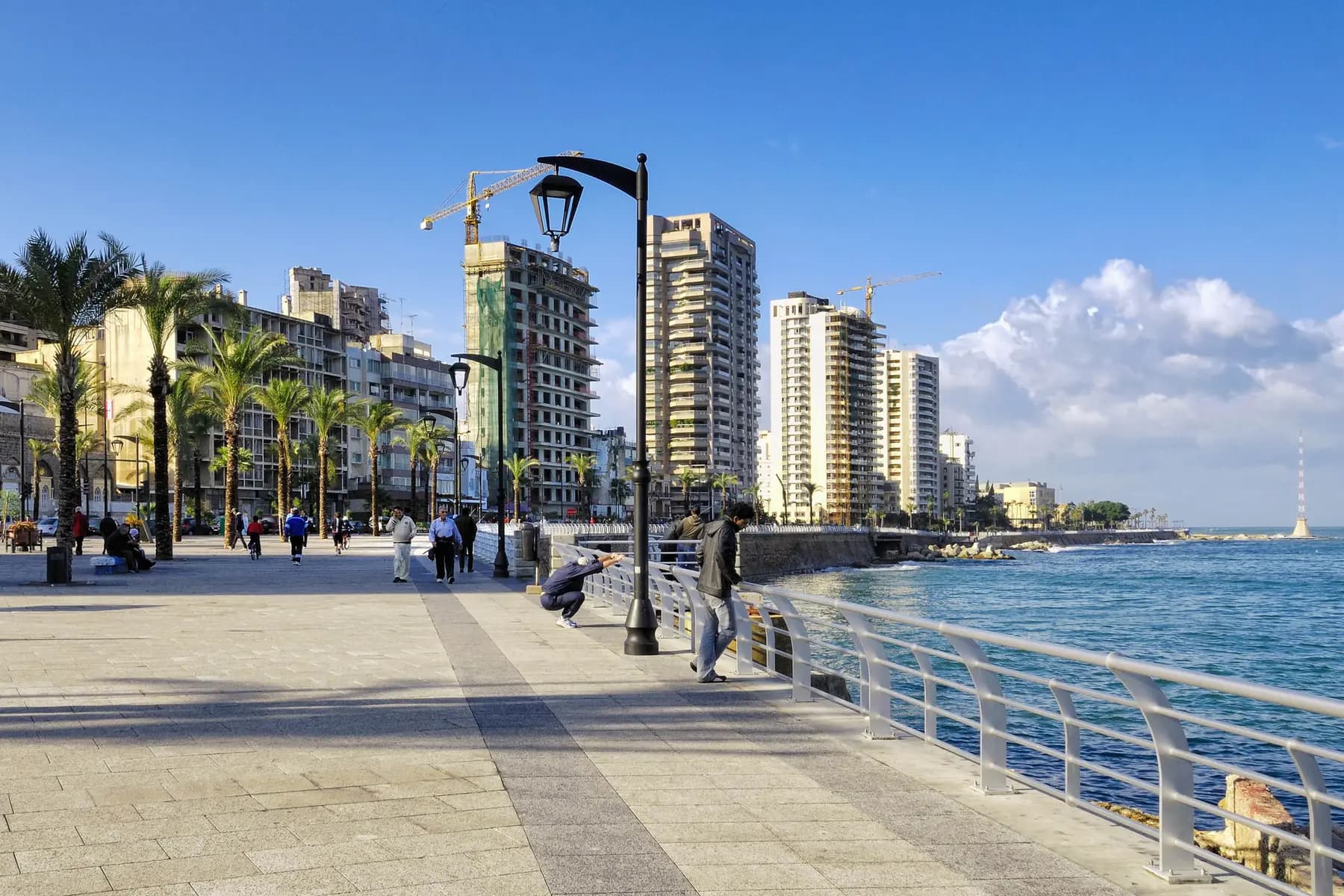 Road and waterfront along Beirut Corniche