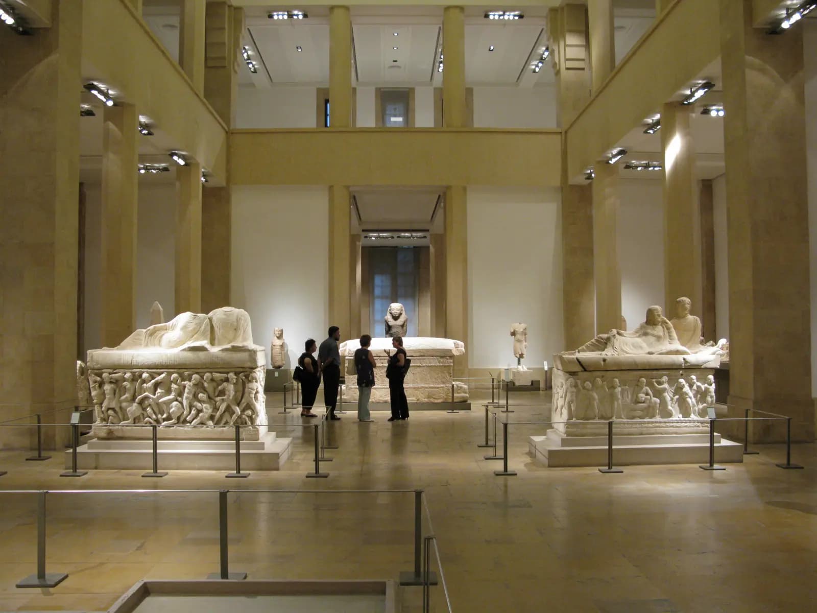 Sculptures and sarcophagi inside the National Museum of Beirut