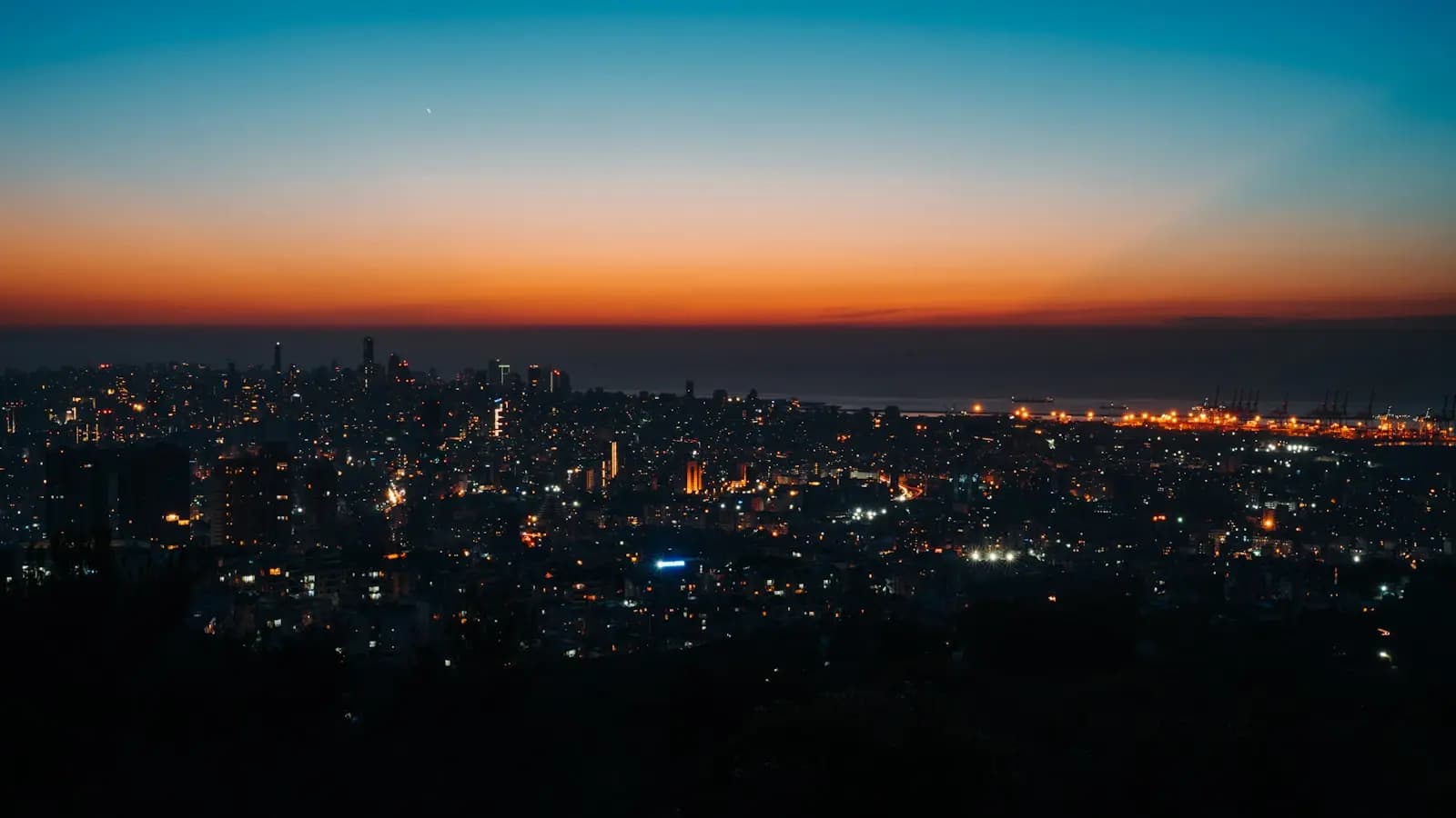 Beirut skyline illuminated at night